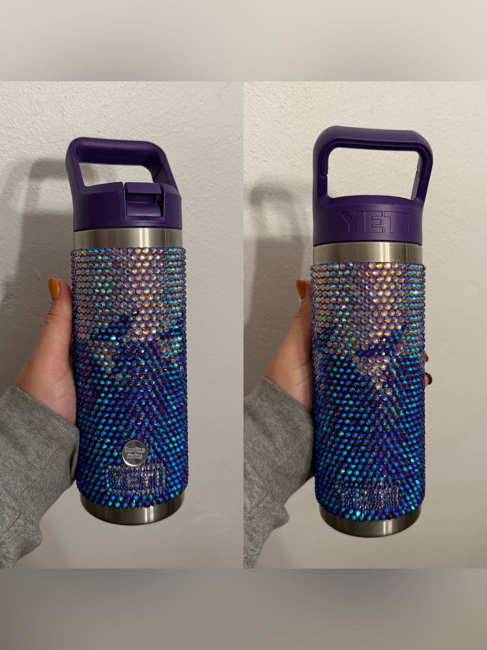 Purple Rhinestone Yeti Water Bottle